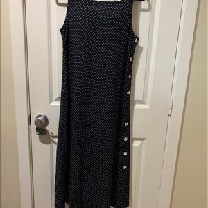 Maxi dress. Never worn. Petite small PS. Black with tiny white polkadots.